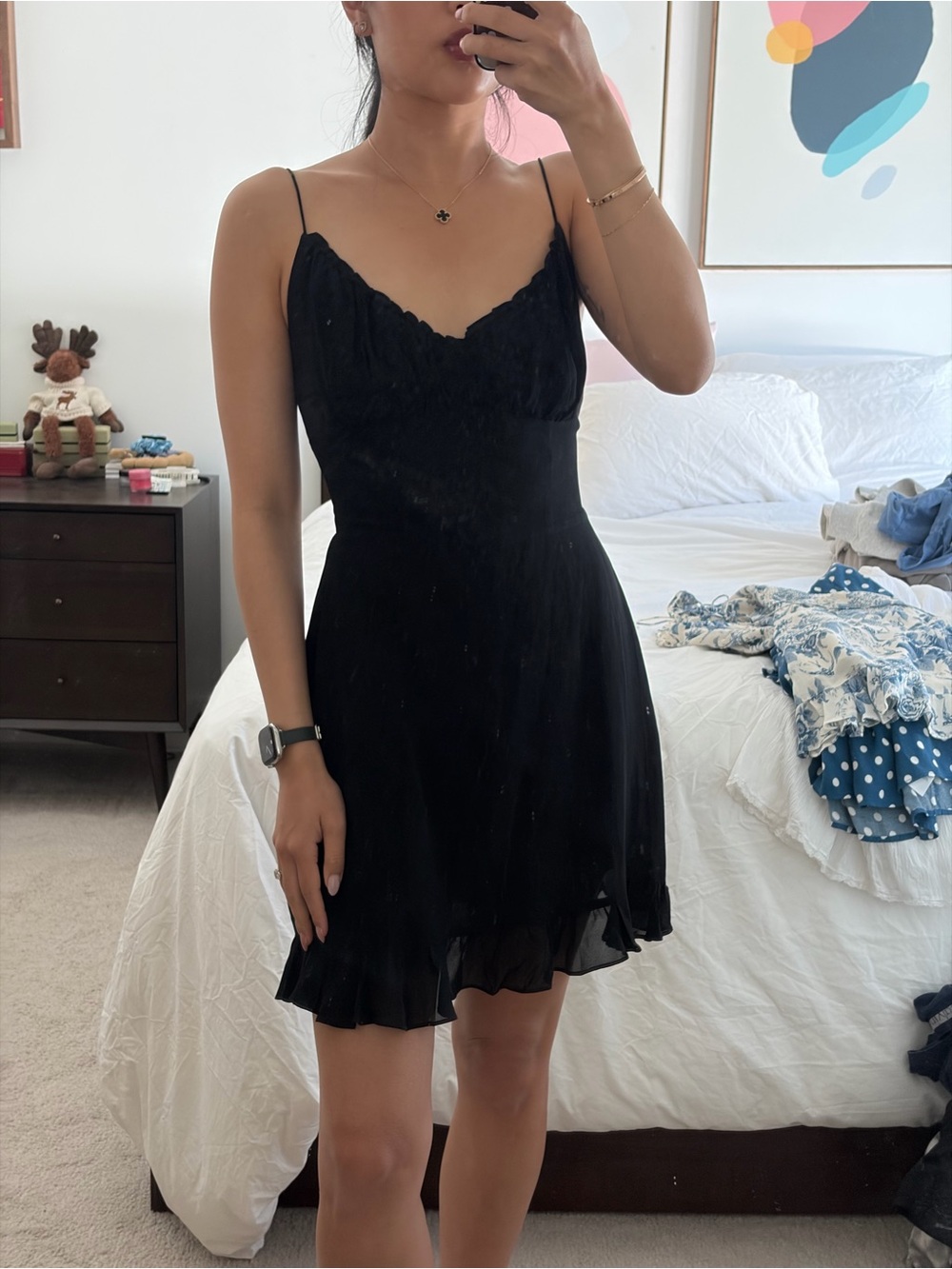 Reformation Black Spaghetti Strap Slip Dress - Classic Women's Dress